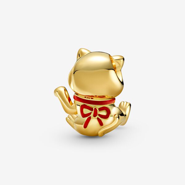 【Moments】Pan Cute Fortune Cat Charm gold Japan lucky cat 769271C01 2021 China new year animal