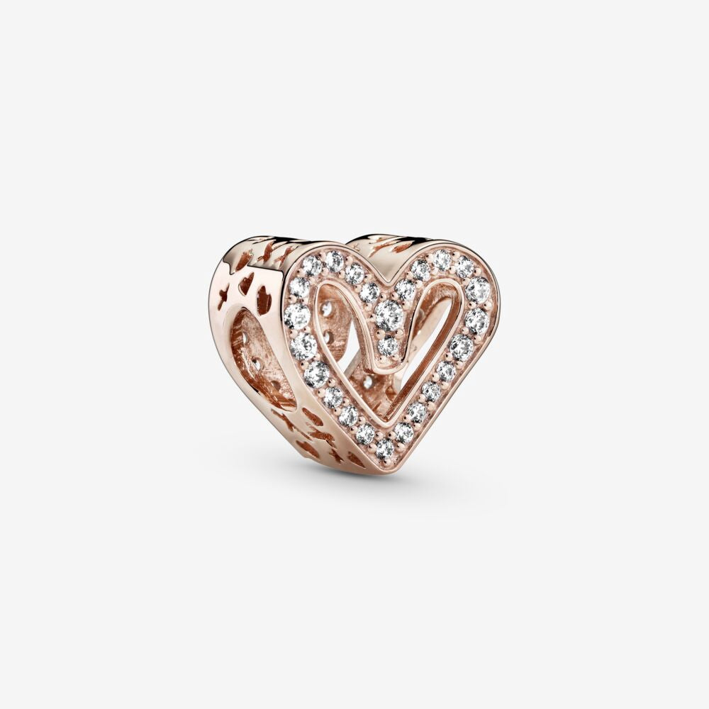 【Moments】PAN Sparkling Freehand Heart Charm 925 Silver ROSE Gold for women 798692C01 798692C02 788692C01  788692C02