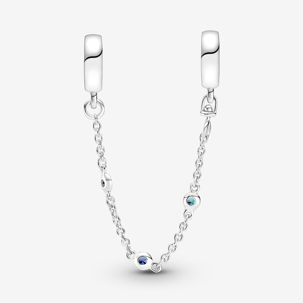 【Moments】Pan Triple Blue Stone Safety Chain Charm 791688C01 Blue stone 925 silver charm