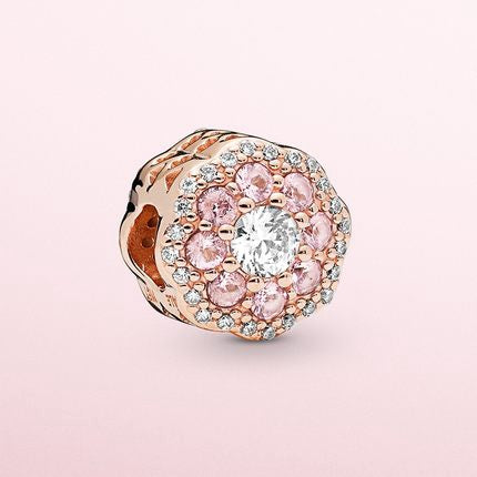 【Moments】Rose Pink Sparkle Flower Charm pink for pan 787851NPM rose gold