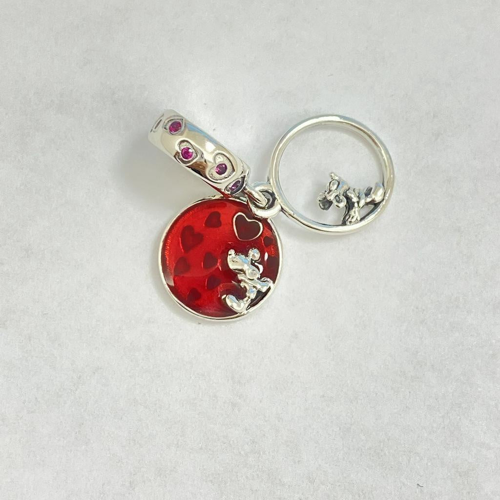【Moments】Pan Mickey Mouse & Minnie Mouse Love and Kisses Dangle Charm 799298C01 925 Silver