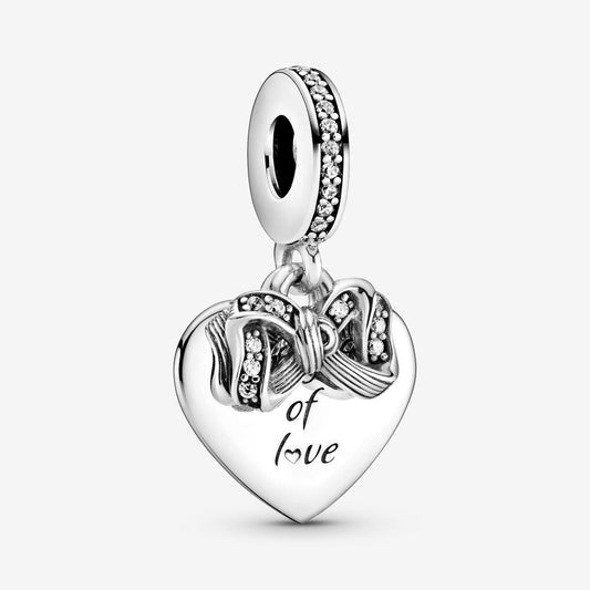 【Moments】Pan Bow and Love Heart Dangle Charm pendant 799221C01 925 Silver 2020 New