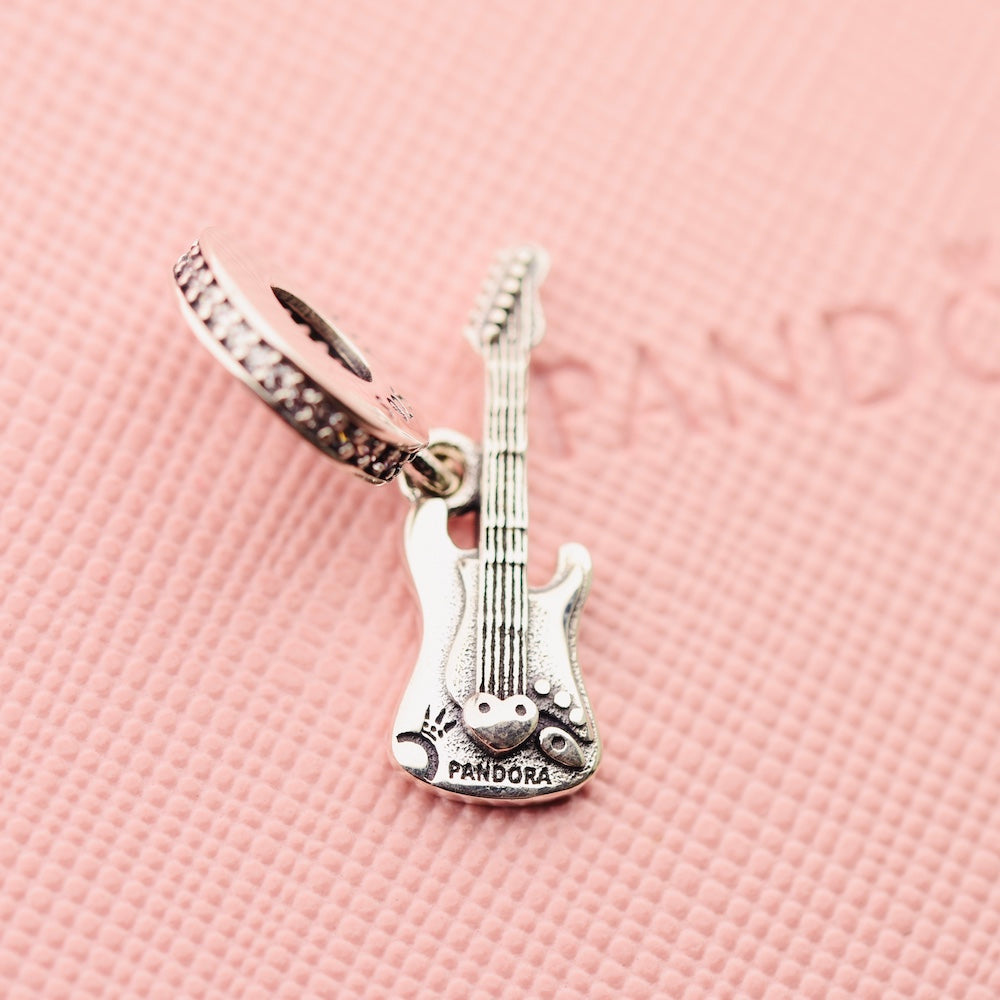 【Moments】PAN Passions Electric Guitar Dangle Charm music Pendat 798788C01 925 silver