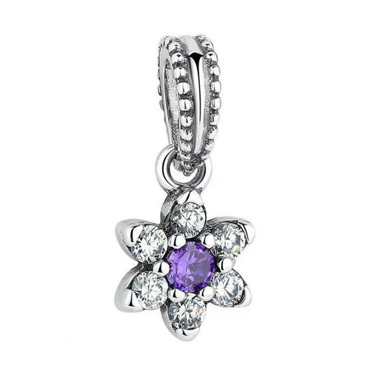 Pan Purple remember me Charm 925 Silver for women forget me pendant 791833ACZ