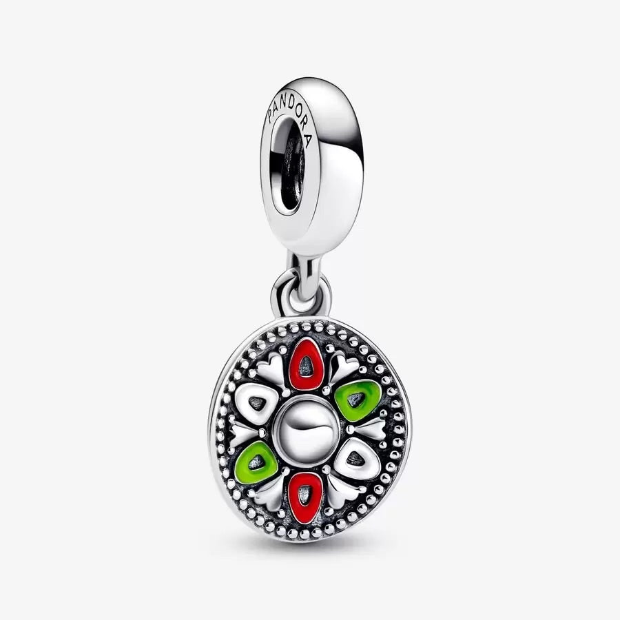 【Moments】Pan Sombrero Hat Dangle Charm pendant 925 silver 792200C01 Red green