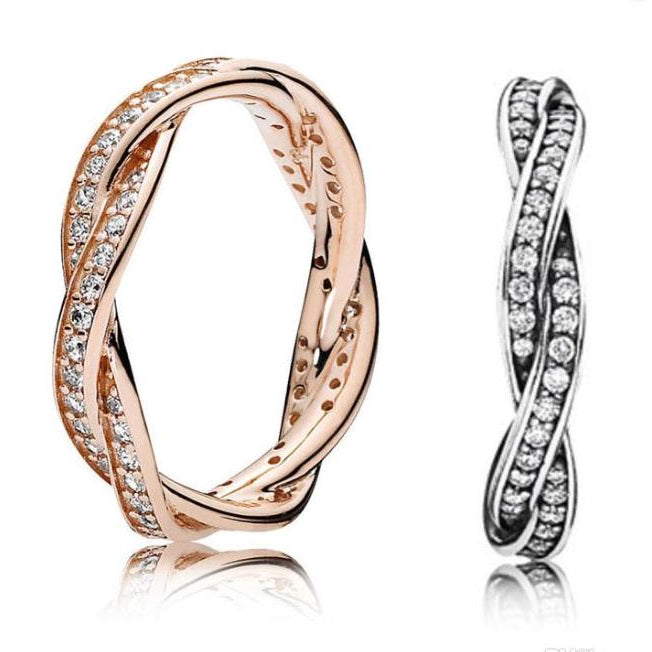 PAN Twist Of Fate Stackable Ring rose gold 925 silver 180892CZ