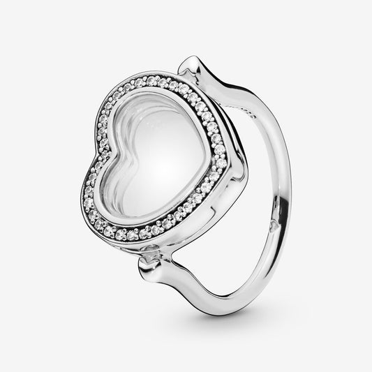 Pan Lockets Sparkling Heart Ring 925 silver charm LOCKET women 197252CZ
