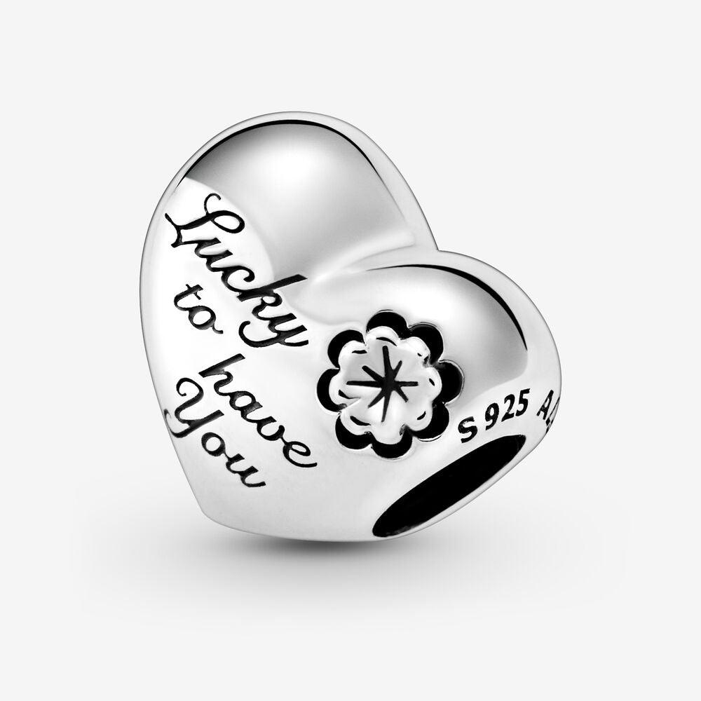 【Moments】Pan Heart & Clover Charm 925 Silver Mother's Day luck Pendant 799364C00