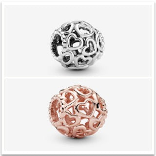 【Moments】Pan Openwork Hearts All Over Charm 790964 925 silver Rose gold 780964