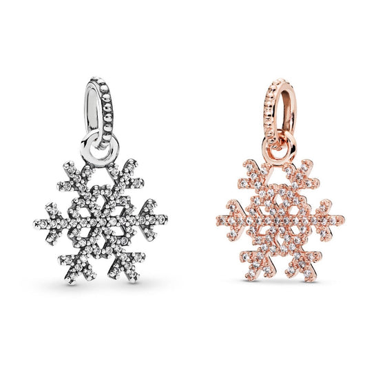 【Moments】PAN SPARKLING SNOWFLAKE SILVER NECKLACE PENDANT CHARM 925 Silver rose gold 390354CZ 380354CZ