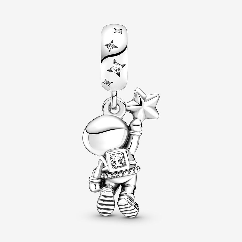 【Moments】Astronaut In The Galaxy Dangle Charm penadnt 790030C01 925 silver Blue star man universe