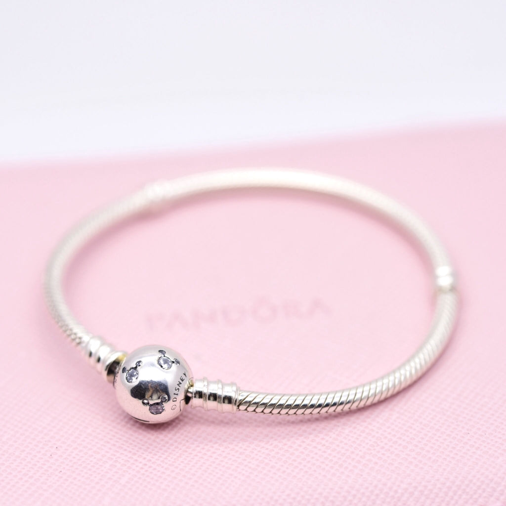 【MOMENTS】PAN DISNEY MOMENTS SPARKLING MICKEY MOUSE & SNAKE CHAIN BRACELET 925 silver 590731CZ