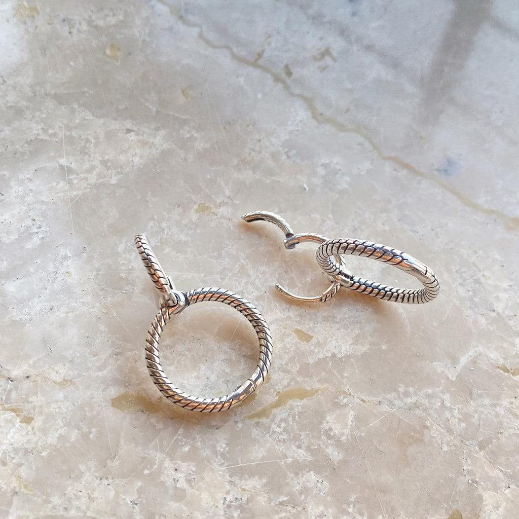 【Moments】PAN Charm Double Hoop Earrings 925 Sterling Silver 299562C00 Compatible With charm