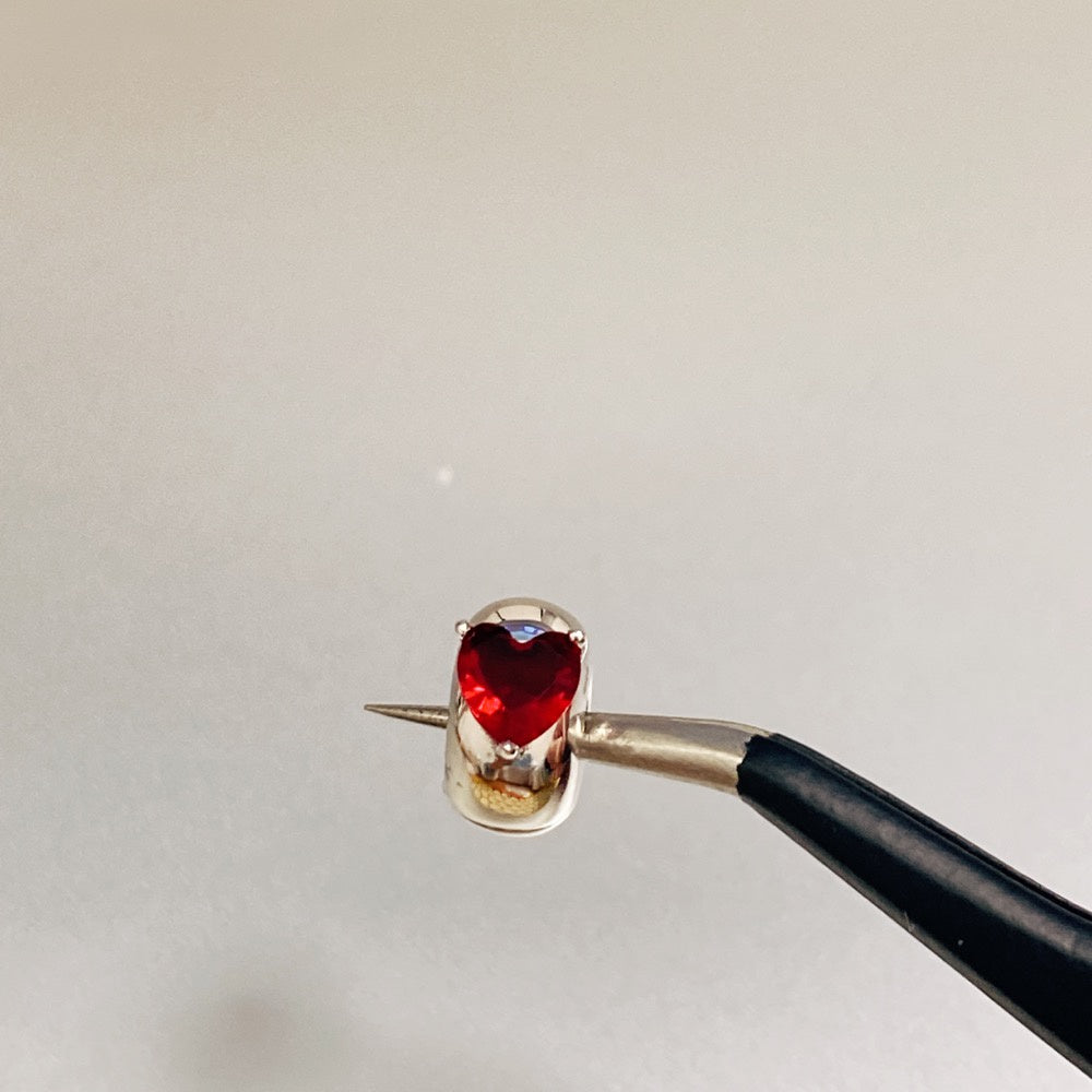 【Moments】Red Heart Solitaire Clip Charm 799203C01 925 Silver for bracelet red clip