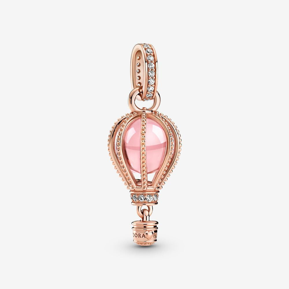 【Moments】Hot Air Balloon Dangle Charm 925 Silver Blue/Pink Crystal for women pendant 798064NMB 789434C01