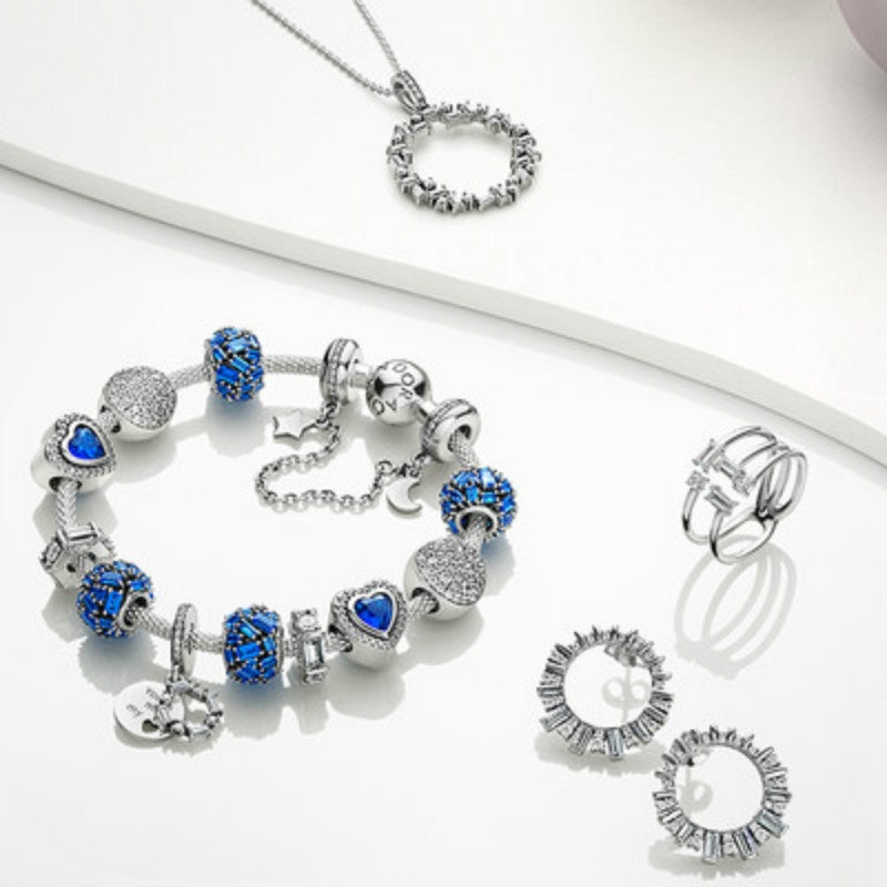 【Moments】Ice Sculpture Spacer Charm 925 silver Bracelet wome for pan 797529NSBL 797529CZ