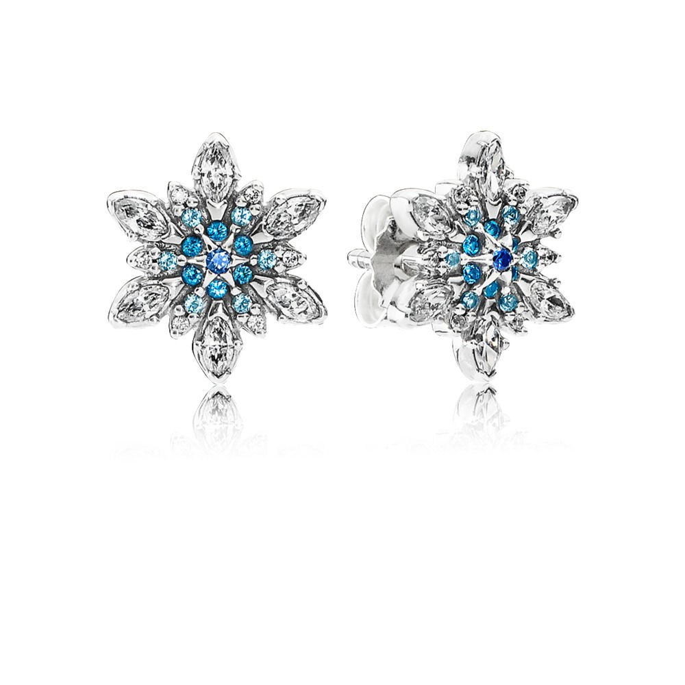 PAN Crystallised Snowflake Stud Earrings 925 silver Blue 290590NBLMX