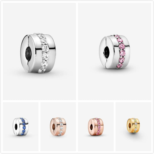 【Moments】Shining Path Clip charm Chain Rose gold 925 Silver for bracelet pink for pan blue pink 767051 791972 781972