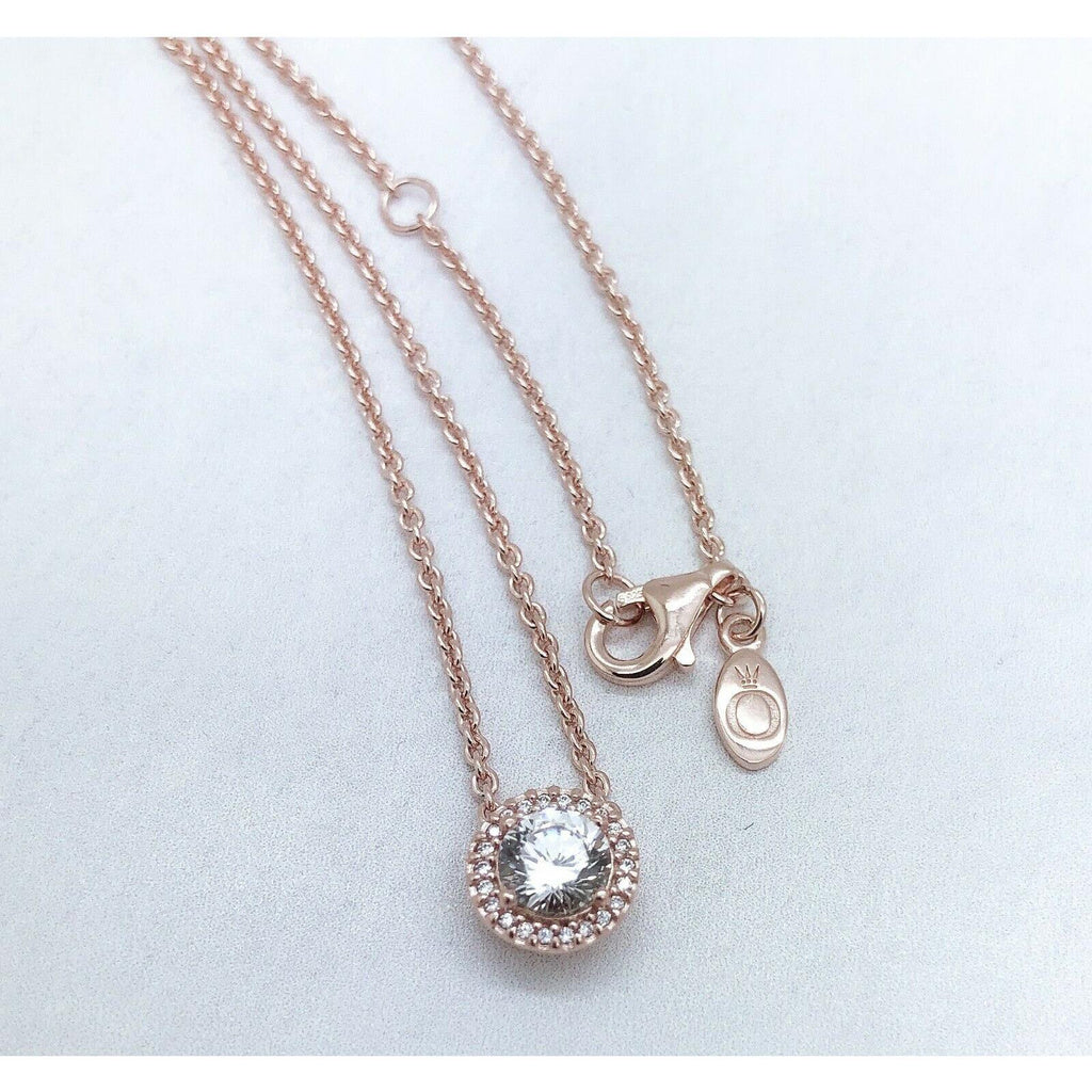 Round Sparkle Halo Necklace Classic Elegance Necklace 925 silver diamond Product rose gold 396240CZ