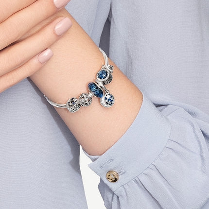 【Moments】PAN Vintage Night Sky Openwork Charm 925silver blue moon 791992CZ