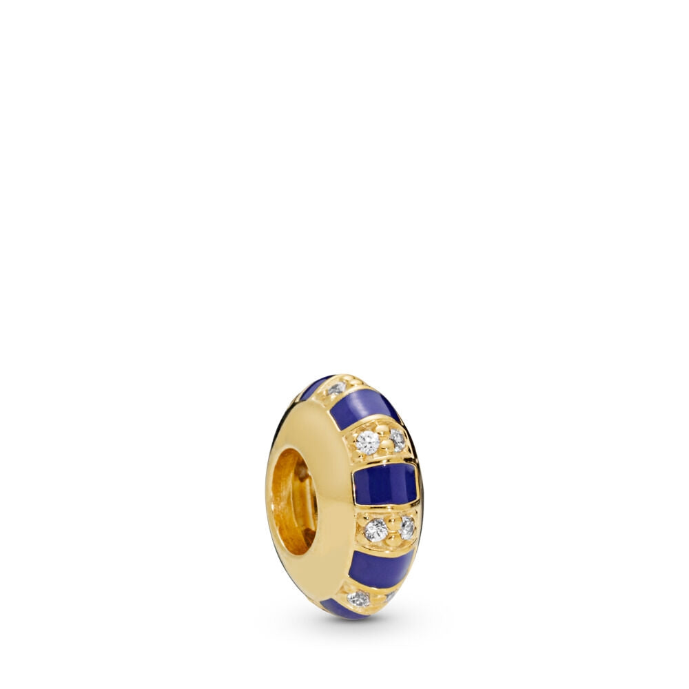 【Moments】Pan Exotic Stones & Stripes Spacer  925 Silver  for women GOLD blue 768029CZ