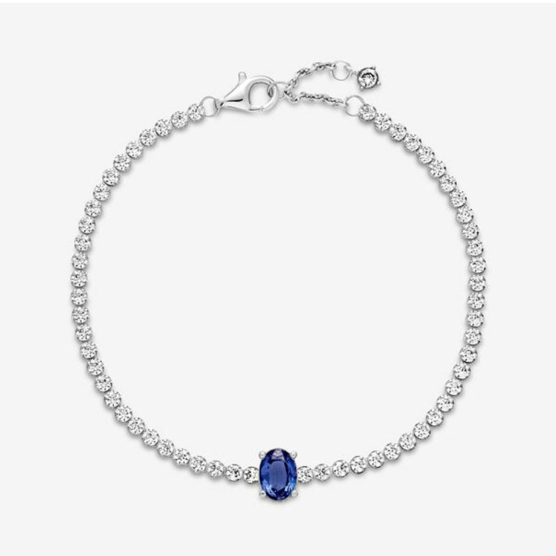 【Moments】PAN Sparkling Pavé Tennis Bracelet 590039C01 925 Silevr blue Cubic Zirconia for women girls