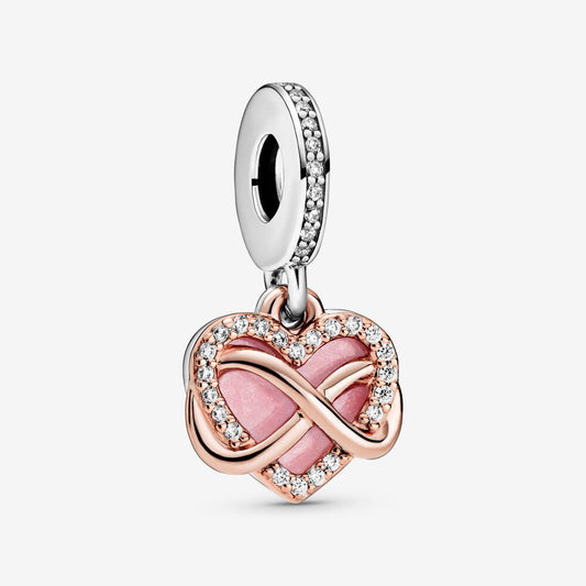 【Moments】PAN Sparkling Infinity Heart Dangle Charm 788878C01 925 silver pendant pink rose gold