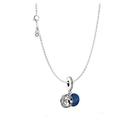 【Moments】Pan VINTAGE NIGHT SKY HANGING CHARM 925 silver necklace 791993CZ Blue