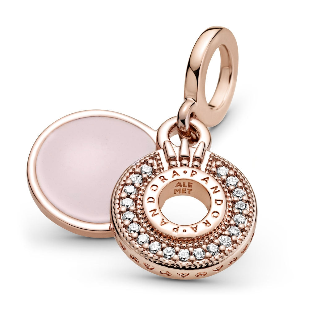 【Moments】Pan Rose Signature Sparkling Pave O Dangle Charm 789055C01 rose gold bracelet charm pendant