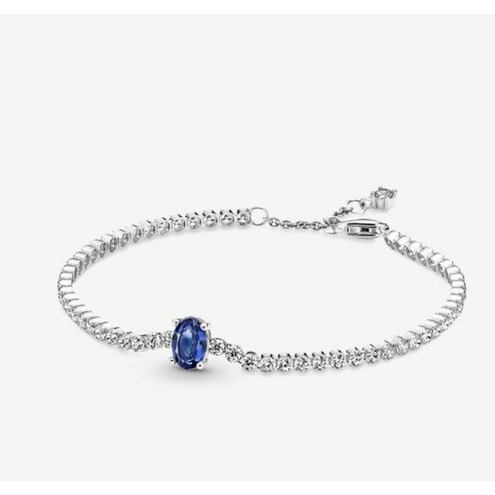 【Moments】PAN Sparkling Pavé Tennis Bracelet 590039C01 925 Silevr blue Cubic Zirconia for women girls