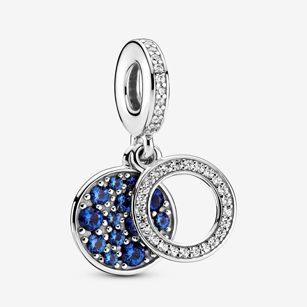 【Moments】PAN Sparkling Disc Double Dangle Charm pendant 799186C01 789186C01 789186C02 blue