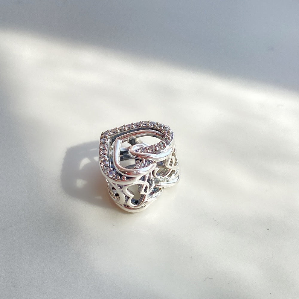 【Moments】PAN Sparkling Entwined Hearts Charm 925 Silver ROSE Gold heart 799270C01 769270C01