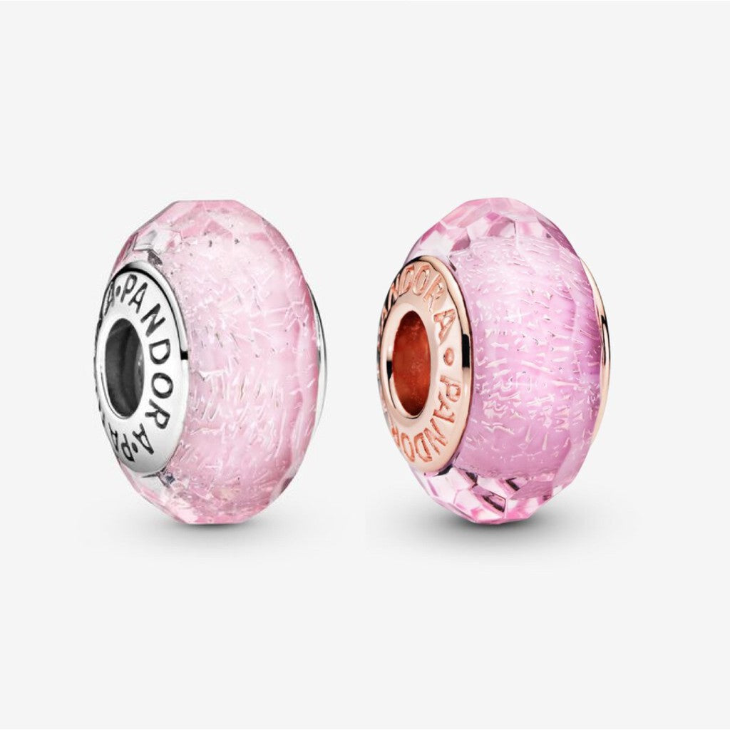 【Moments】PAN Pink Shimmer Faceted Murano Glass Charm 925 silver 791650 rose gold 781650