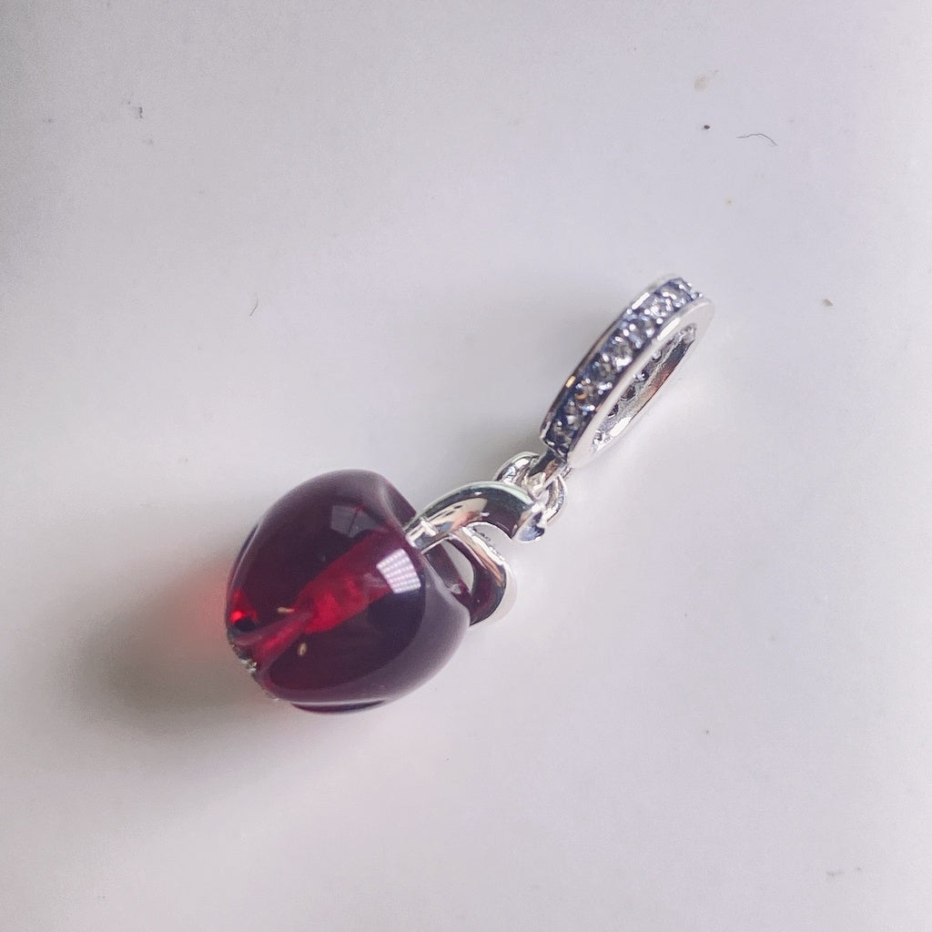 【Moments】Pan Murano Glass Red Apple Dangle Charm 799534C01 925 silver crystal red apple pendant