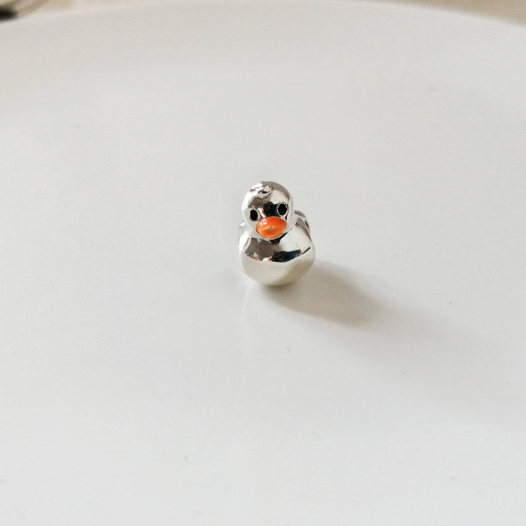 【Moments】PAN Polished Rubber Duck Charm  925 silver annimal for Women Girls 799554C01 Cute duck