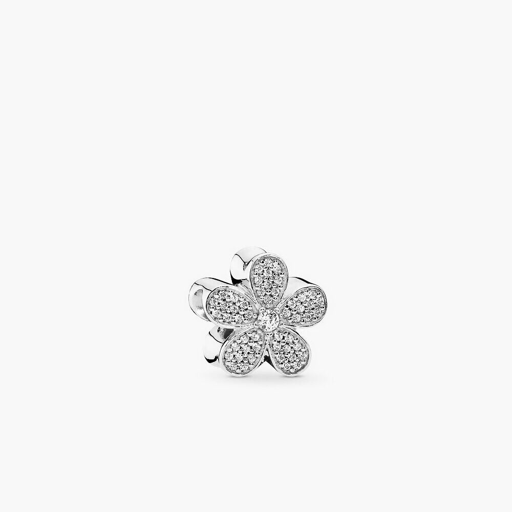 【Moments】Pan Daisy Flower Pavé Charm 925 Silver ROSE Gold for women