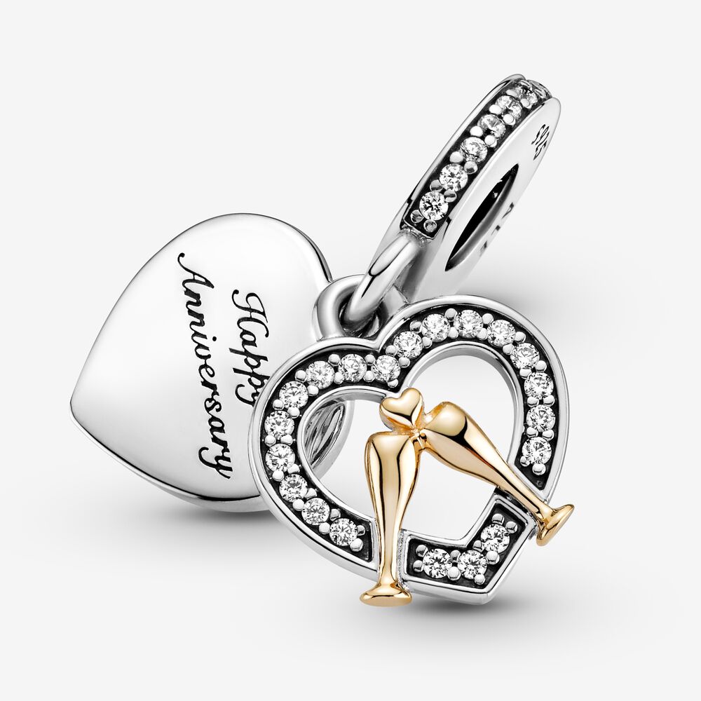 【Moments】Pan Two-tone Happy Anniversary Dangle Charm 799322C01 925 Silver People Cheers pendant