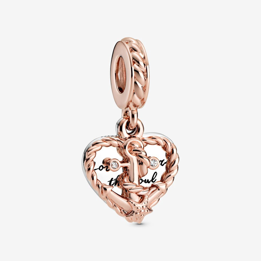 【Moments】Rope Heart & Love Anchor Dangle Charm 788940C01 Rose gold 2020 new 925 silve