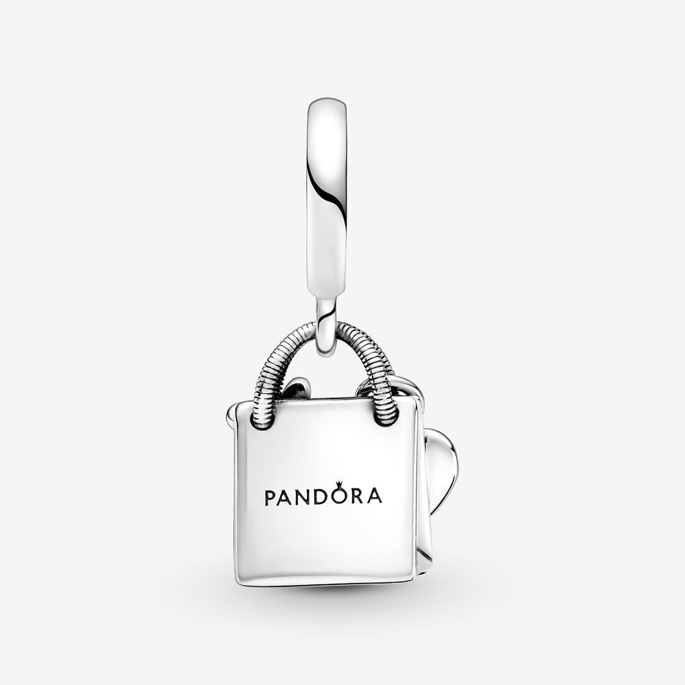 【Moments】PAN Pandora Shopping Bag Dangle Charm 925 Silver Bowknot bag pendant 799536C00