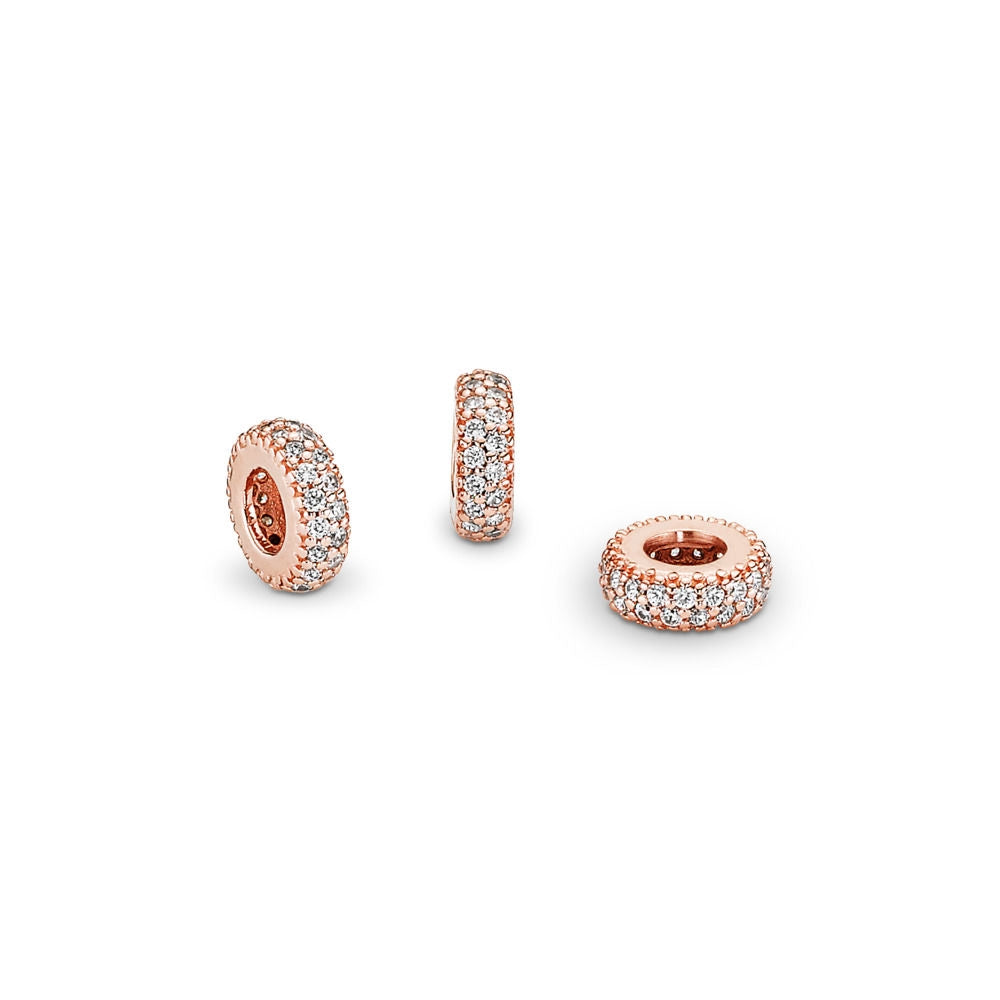 【Moments】Pan Clear Sparkle Spacer Charm 925 Silver Inspiration Within Spacer for women Rose Gold