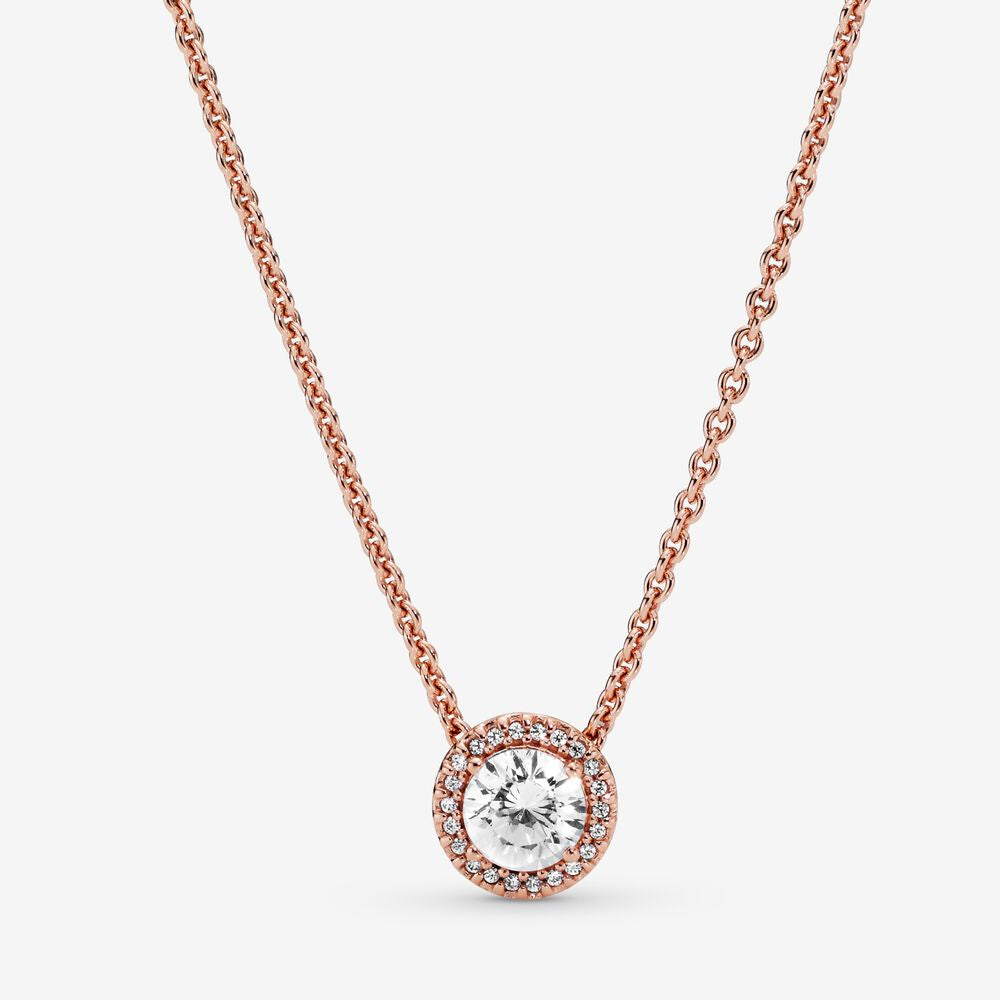 Round Sparkle Halo Necklace Classic Elegance Necklace  diamond Product rose gold 386240CZ