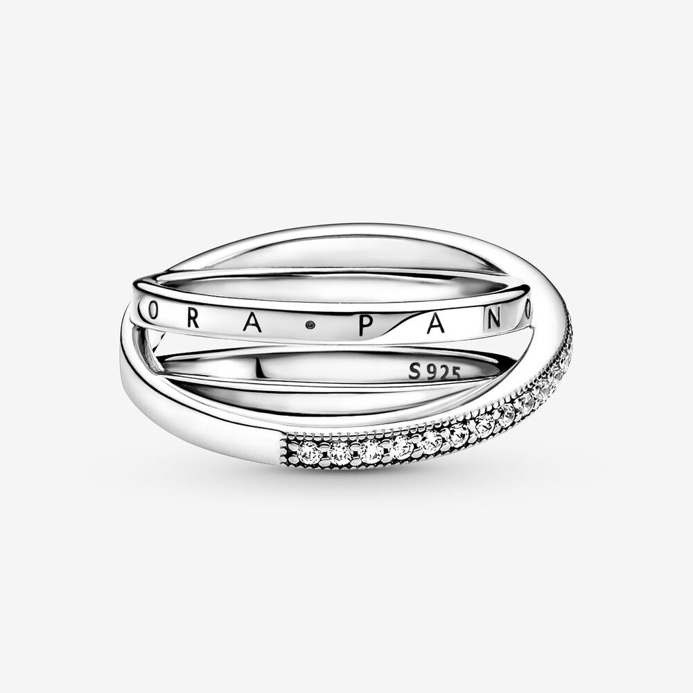 PAN Crossover Pavé Triple Band Ring  Diamond 925 Silver for women  men 199057C01