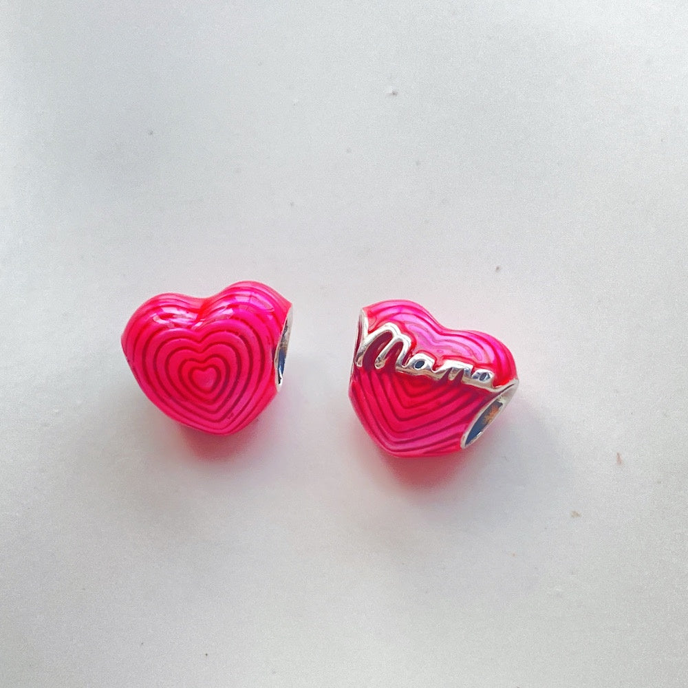 【Moments】Pan Radiating Love Mom Heart Charm 791160C01 791505C01 925 Silver Pink Purple Mother's Day