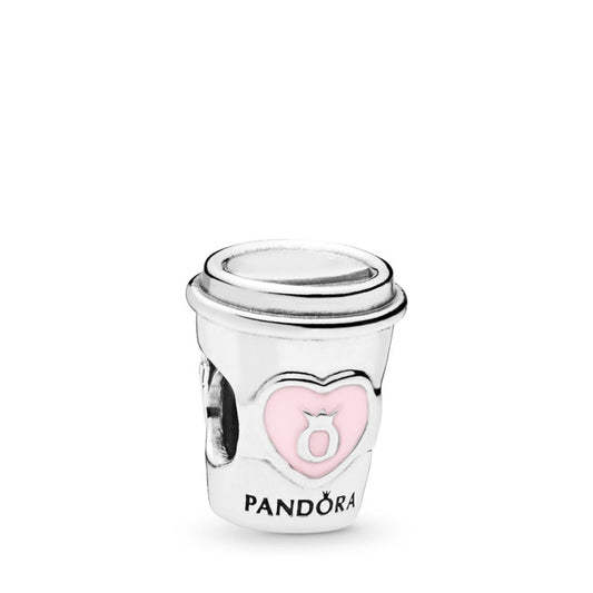 【Moments】Drink To Go cup Charm 925 silver  Pink Enamel for women 797185