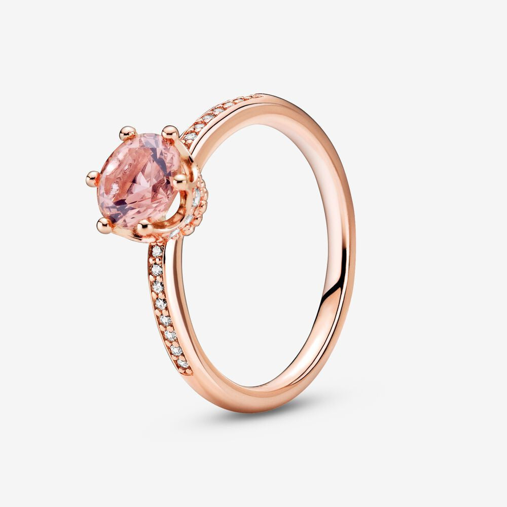 PAN Rose gold Blue Sparkling Crown Ring 925 silver diamond women 198289CZ 198289NSWB 188289C01