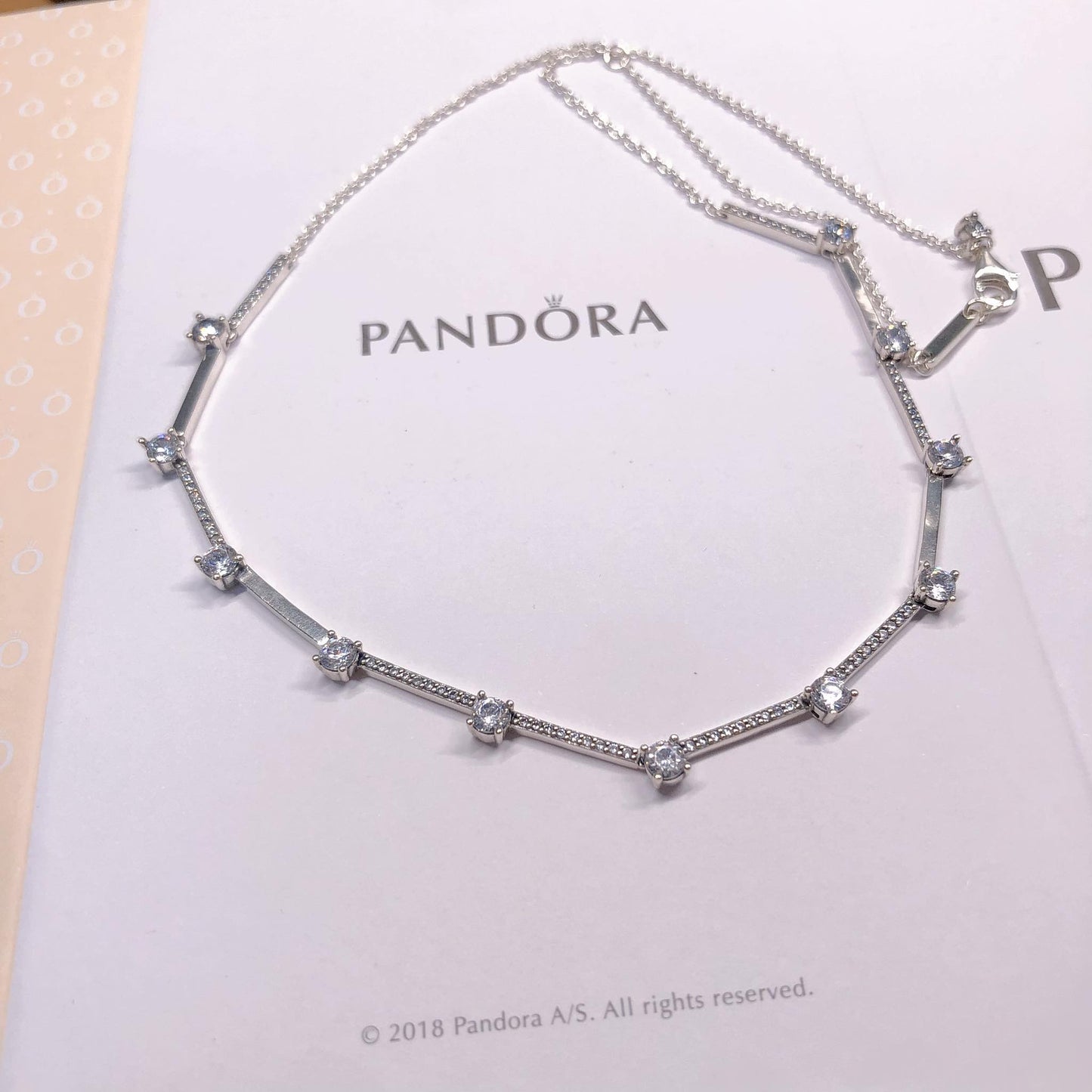 PAN Sparkling Pavé Collier Bars Necklace 390059C01 925 silver Diamond for women girls