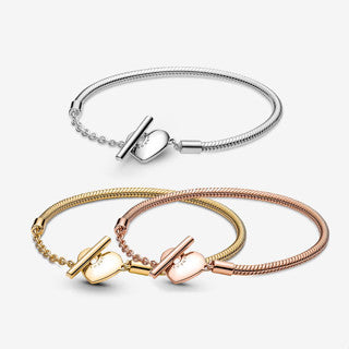 【Moments】PAN Moments Heart T-Bar Snake Chain Bracelet 925 silver 599285C00 569285C00 589285C00