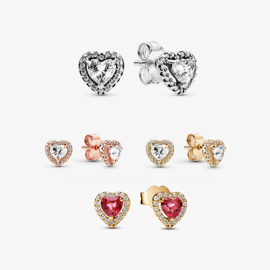 Pan Rose gold Elevated Heart Stud Earrings 925 silver for women 288427C01 259137C01 268427C02