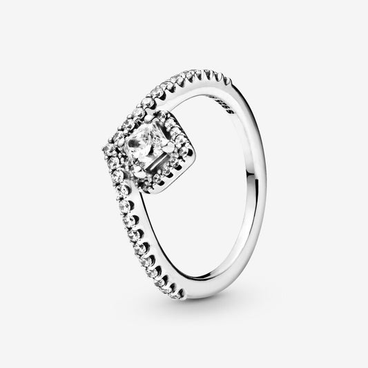 PAN Square Sparkle Wishbone Ring 925 silver women diamond 198420C01