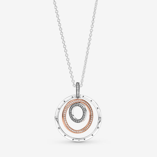 Pan Two-tone Circles Pendant & Necklace 925 silver circle 389483C01 Circle flip Sterling silver